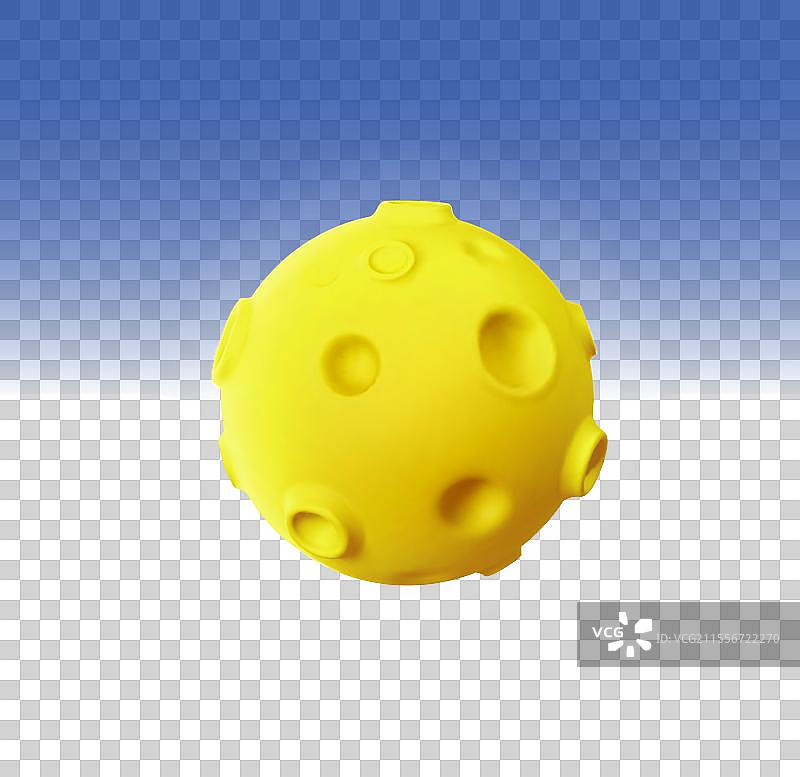 蓝天上的3D卡通满月，带有月球坑。图片素材