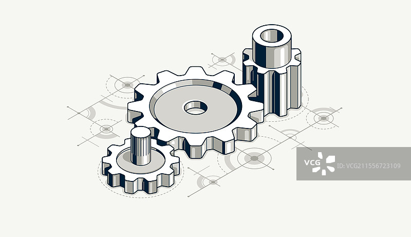 机械工程概念：齿轮和齿轮组图片素材