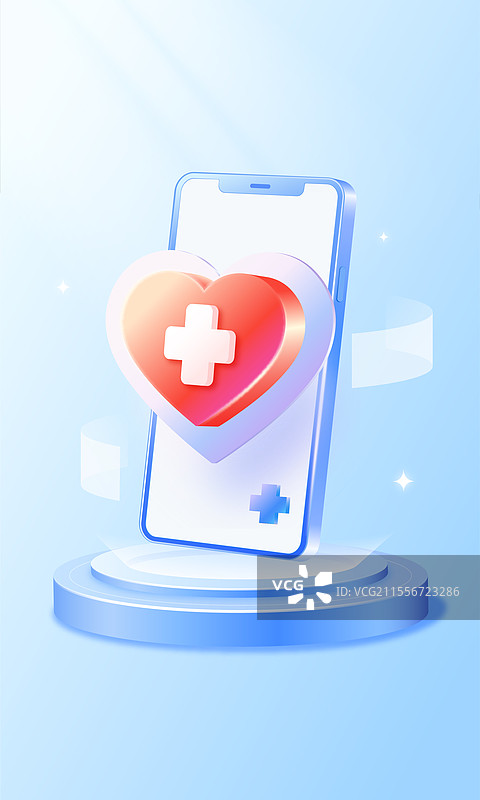 手机上的爱心医疗 互联网医疗 线上医疗图片素材