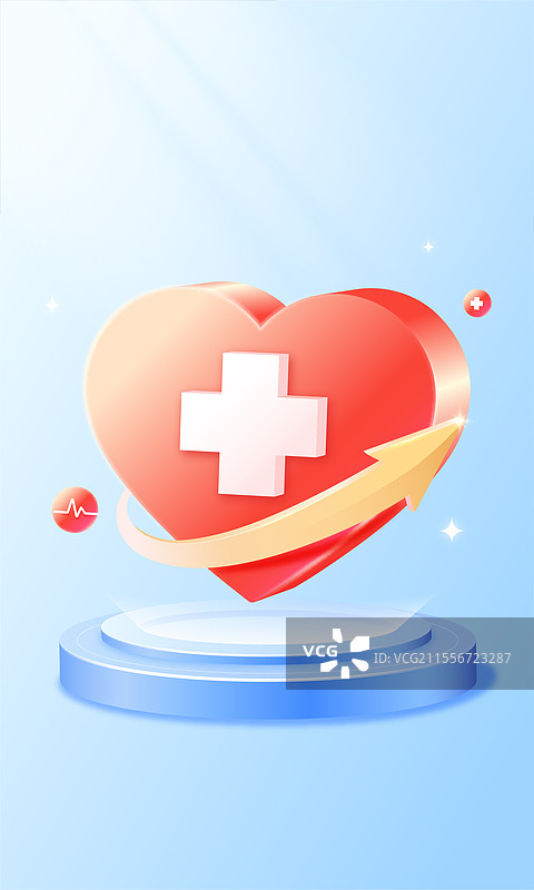 医疗爱心和上涨箭头图片素材