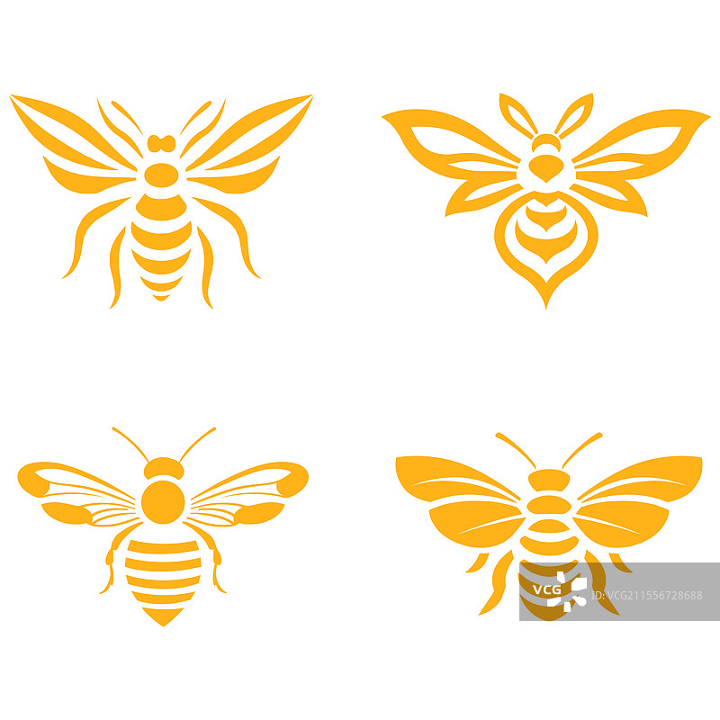 蜜蜂花卉字母组合昆虫剪影图片素材