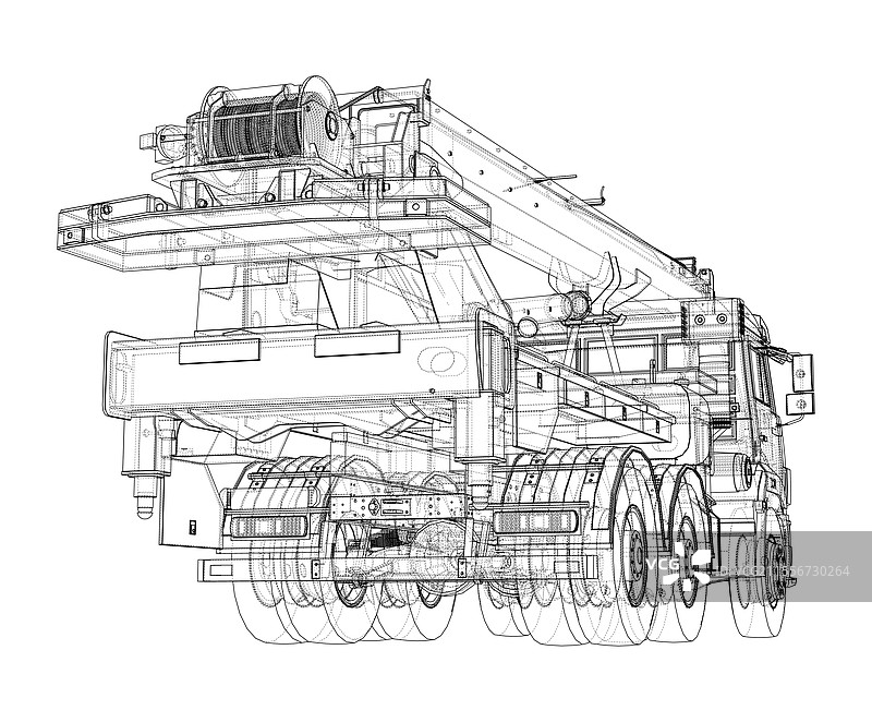 3D汽车起重机渲染图图片素材