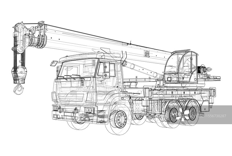 3D汽车起重机渲染图图片素材