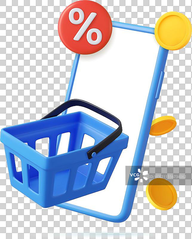 带有价格标签的3D手机图片素材