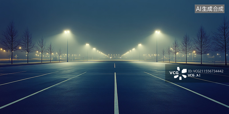 【AI数字艺术】夜间停车场景图片素材