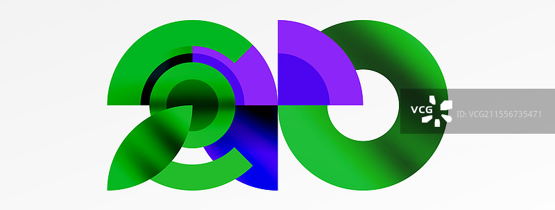 一个绿色和紫色的标志，上面有数字20图片素材