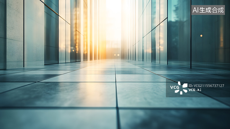 【AI数字艺术】日光下未来感十足的建筑空间背景图图片素材