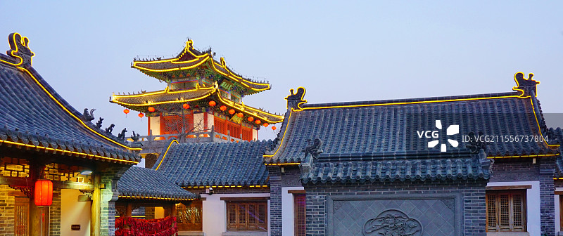 潍坊 奎文阁 奎文门 同框欣赏图片素材