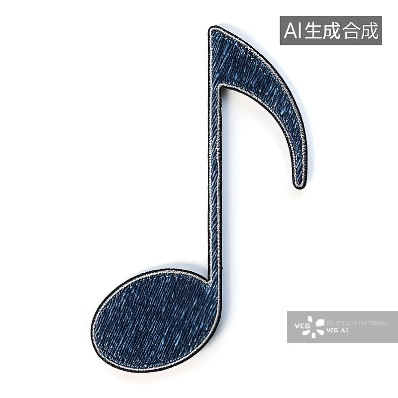 【AI数字艺术】牛仔材质十六分音符图标图片素材