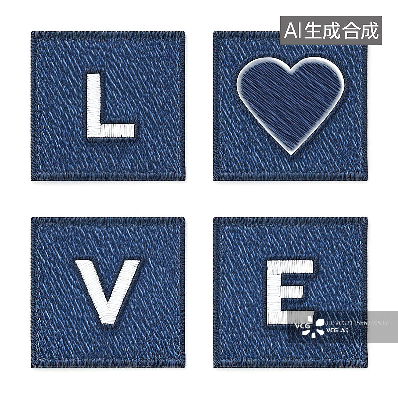 【AI数字艺术】牛仔材质“LOVE”图案图片素材