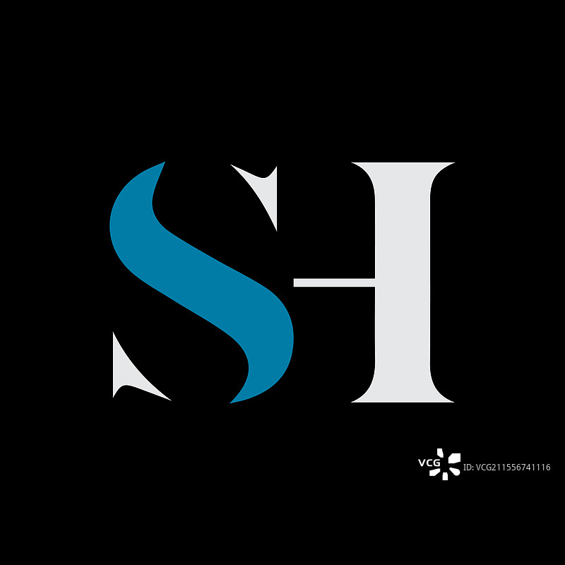 创意的SH字母标志概念图片素材
