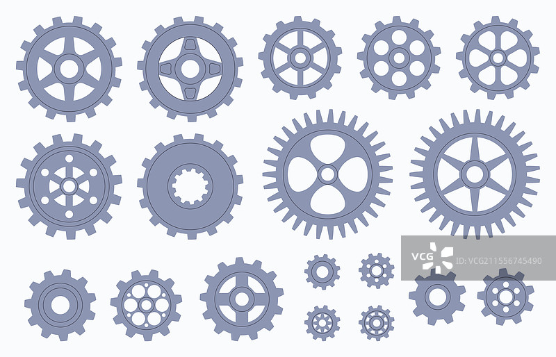 各种装饰性齿轮和齿轮部件图片素材