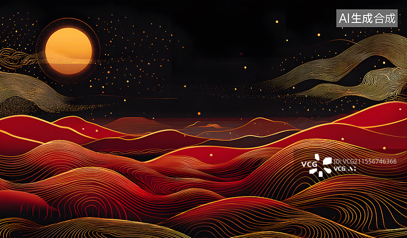 【AI数字艺术】红色黑色新年喜庆高端高雅壁纸背景波纹纹理肌理国风国潮中式传统风格图片素材