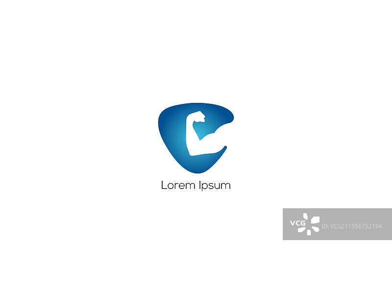 平面简单渐变蓝色电子健康健身标志图片素材