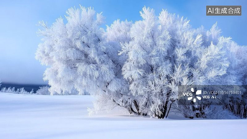 【AI数字艺术】冬季雾凇雪景图片素材