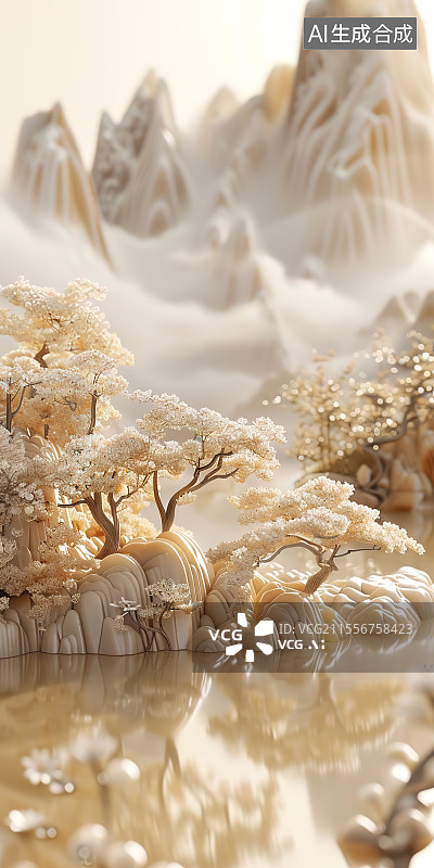 【AI数字艺术】中国 山水装饰图片素材
