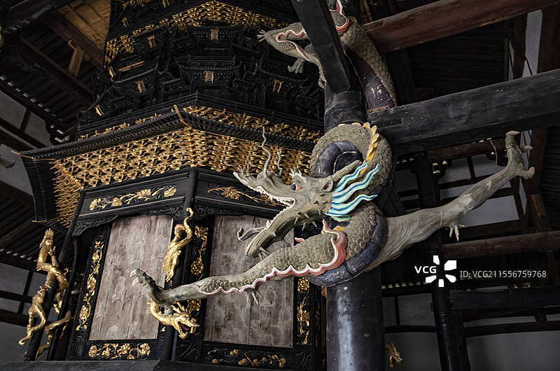 四川江油窦圌山上云岩寺里的宋代木作飞天藏，也叫星辰车图片素材