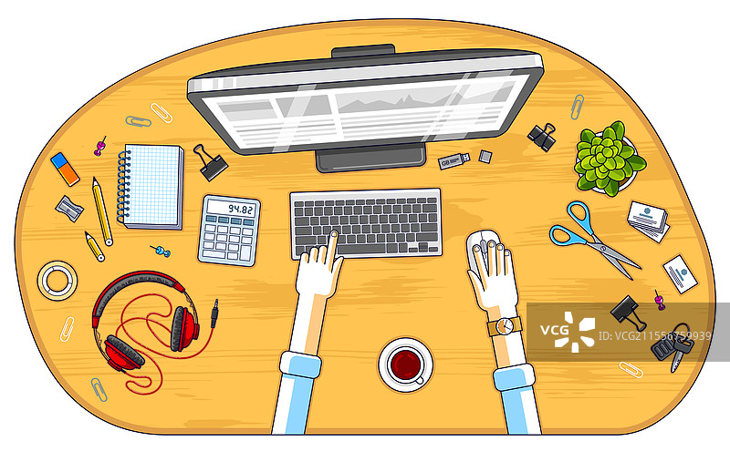 办公室工作人员或企业家在电脑上工作图片素材