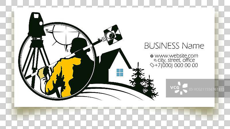 带有测量仪器的测量师名片图片素材