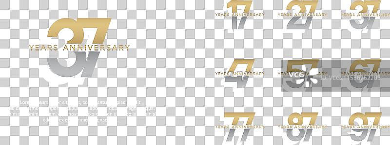 金色和银色的周年纪念标志套件图片素材
