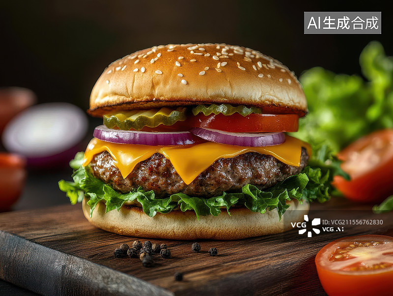 【AI数字艺术】汉堡特写图片素材