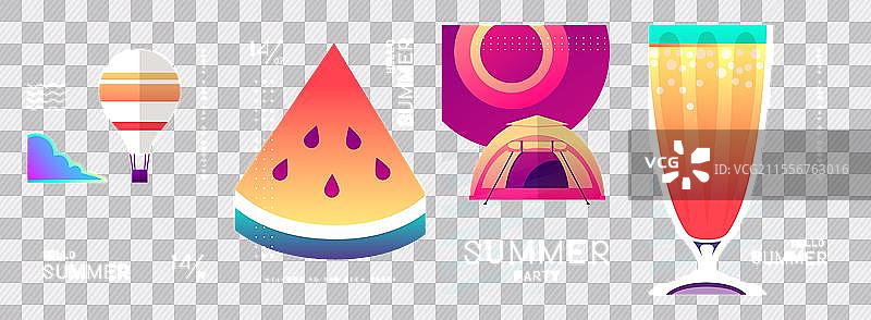 一组荧光夏季海报图片素材