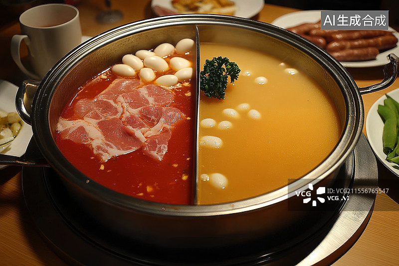 【AI数字艺术】热气腾腾的团圆火锅图片素材