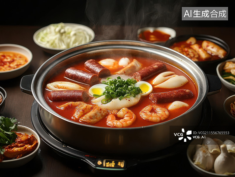 【AI数字艺术】热气腾腾的团圆火锅图片素材