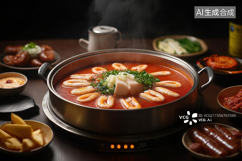 【AI数字艺术】热气腾腾的团圆火锅图片素材