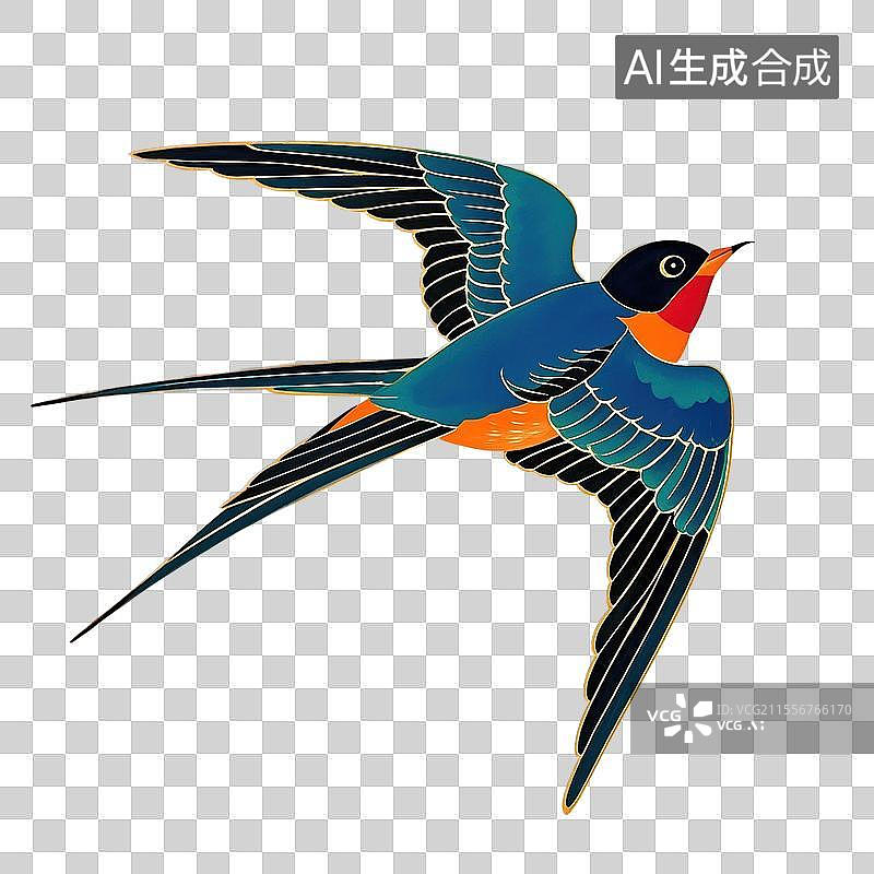 【AI数字艺术】可爱的燕子春分节气国潮插画图片素材