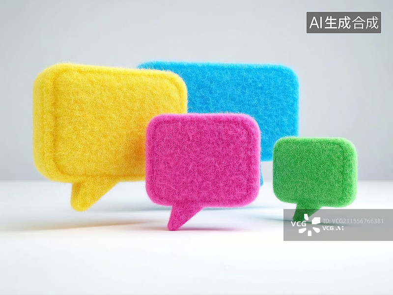 【AI数字艺术】3D卡通毛毡消息框图片素材