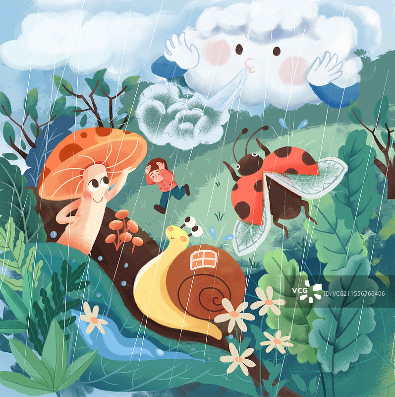 童谣雨来了插图图片素材