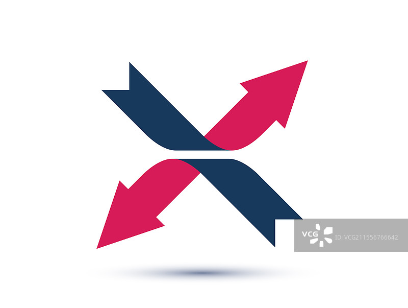 交叉箭头标志相反的反向运动图片素材