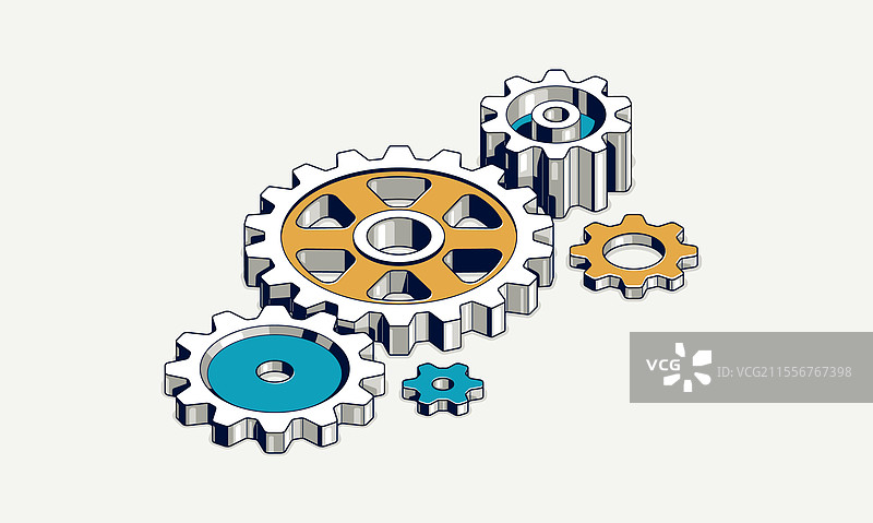工业和制造概念齿轮和齿轮组图片素材