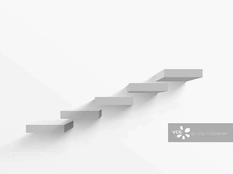 3D白色塑料楼梯，带有阴影的台阶图片素材