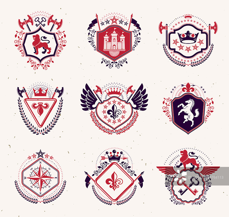 一组复古风格的徽章设计图片素材