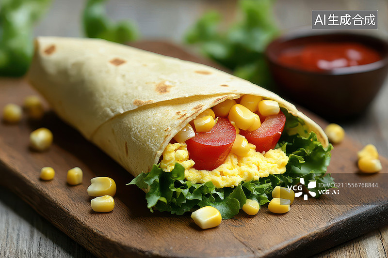 【AI数字艺术】美味早餐卷饼的诱惑图片素材