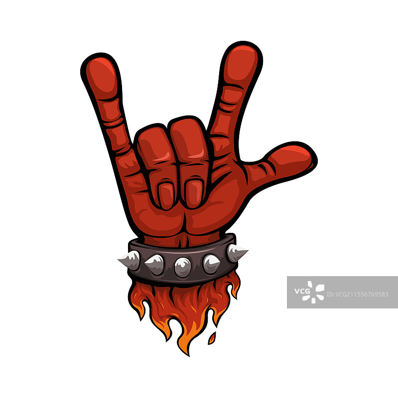 火焰中的摇滚手势图片素材