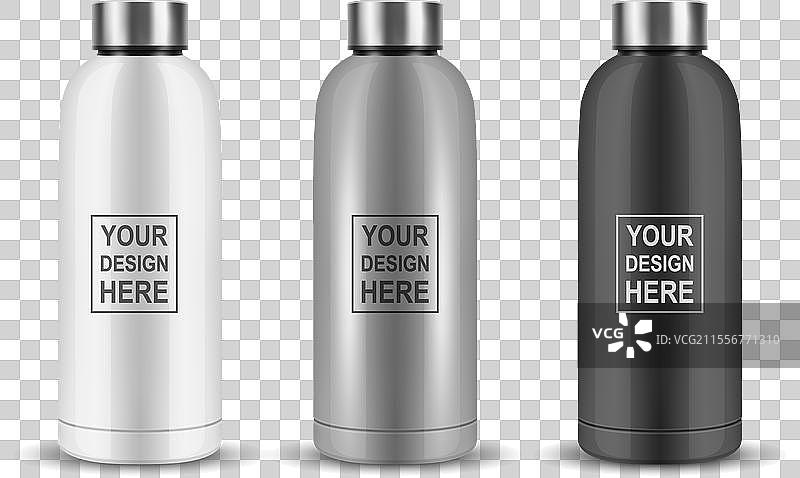 逼真的3D白色银色黑色调图片素材