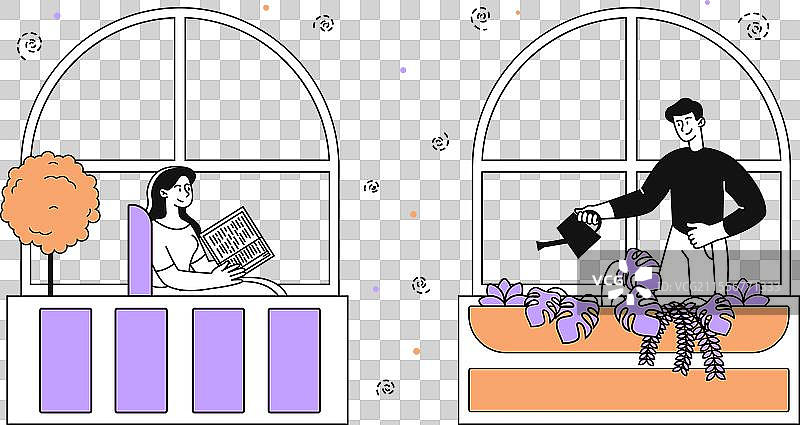 阳台上的闲暇时光图片素材