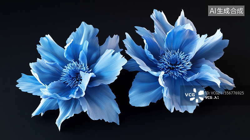 【AI数字艺术】蓝色花朵图片素材
