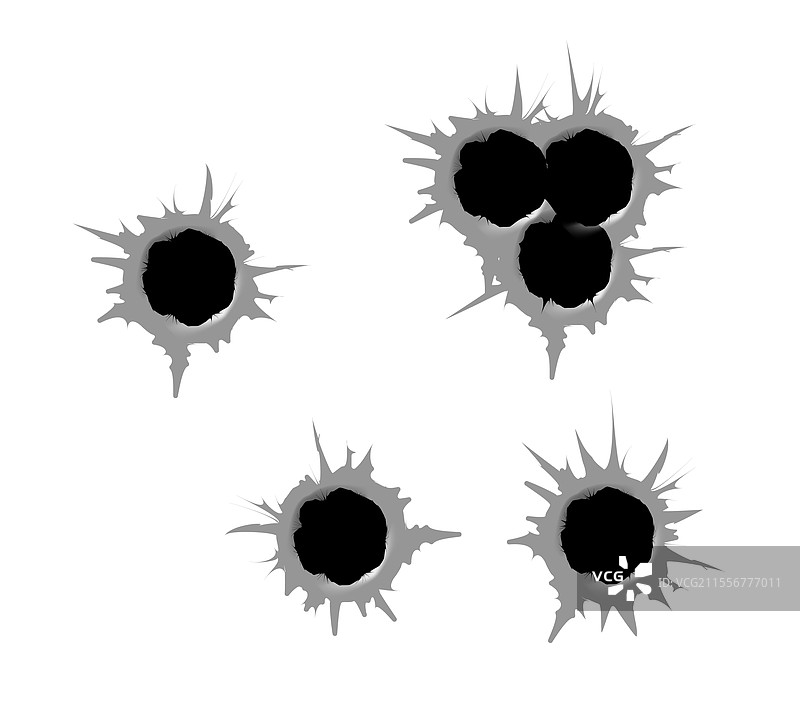 子弹孔模板，表面损伤和裂缝图片素材