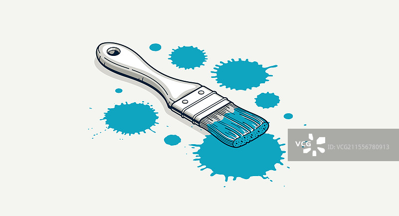 艺术家装饰概念 3D 刷子和颜料飞溅图片素材