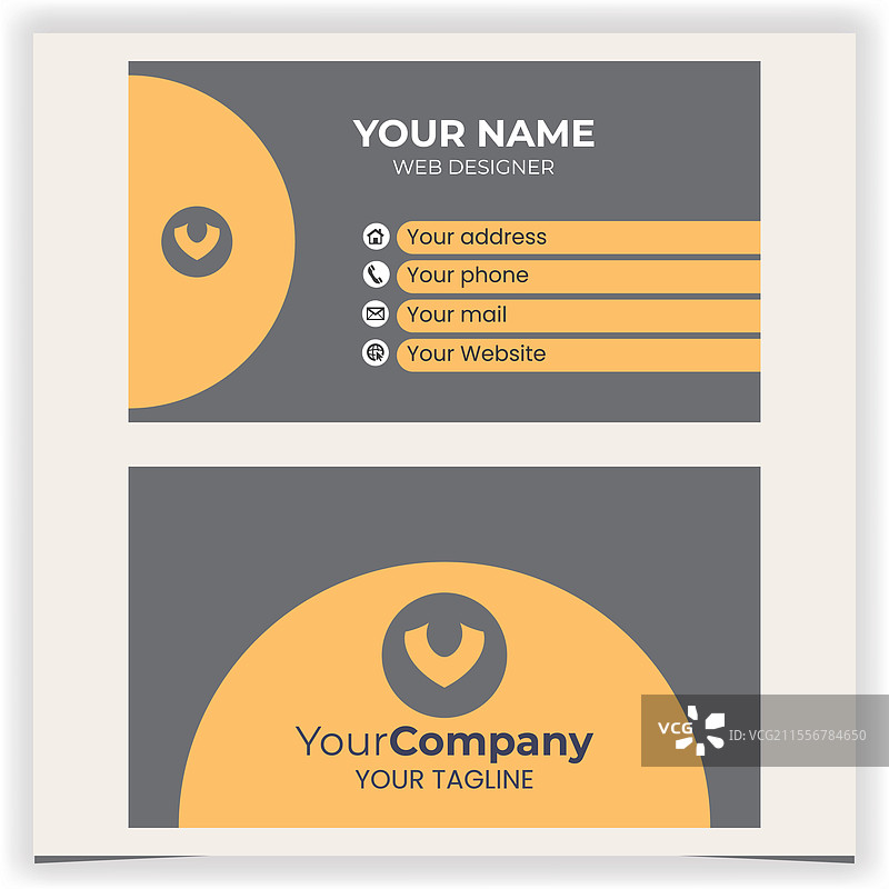 黄色和灰色的名片设计模板图片素材