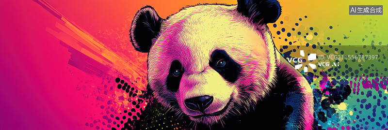【AI数字艺术】卡通风格熊猫插画创意设计海报图片素材