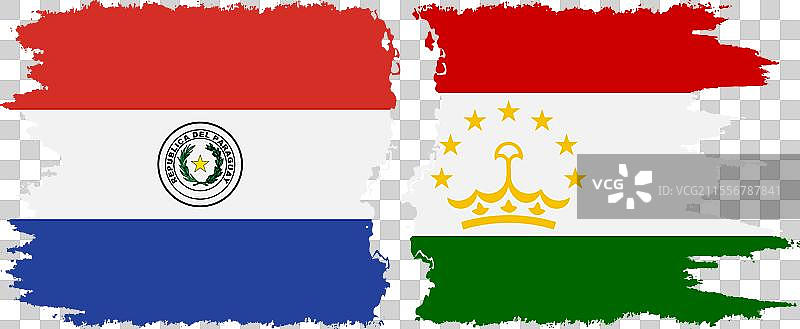 塔吉克斯坦和巴拉圭的破旧旗帜连接图片素材