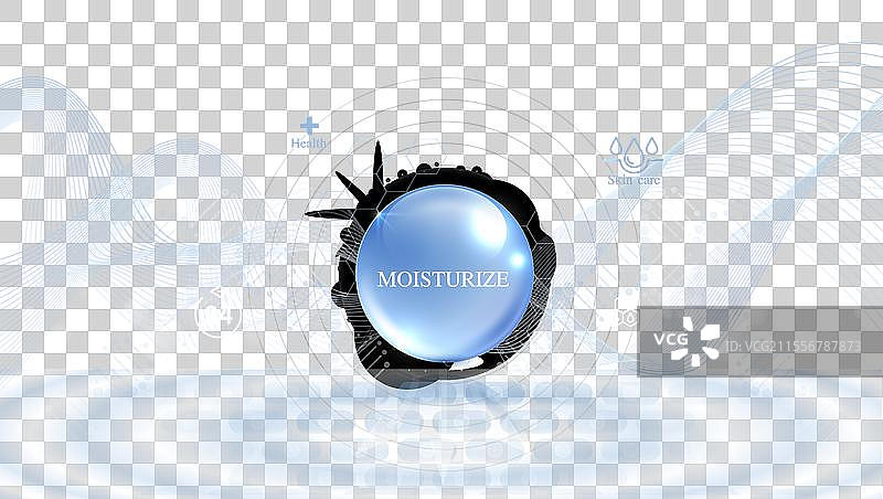 蓝色背景上的保湿霜和透明质酸图片素材