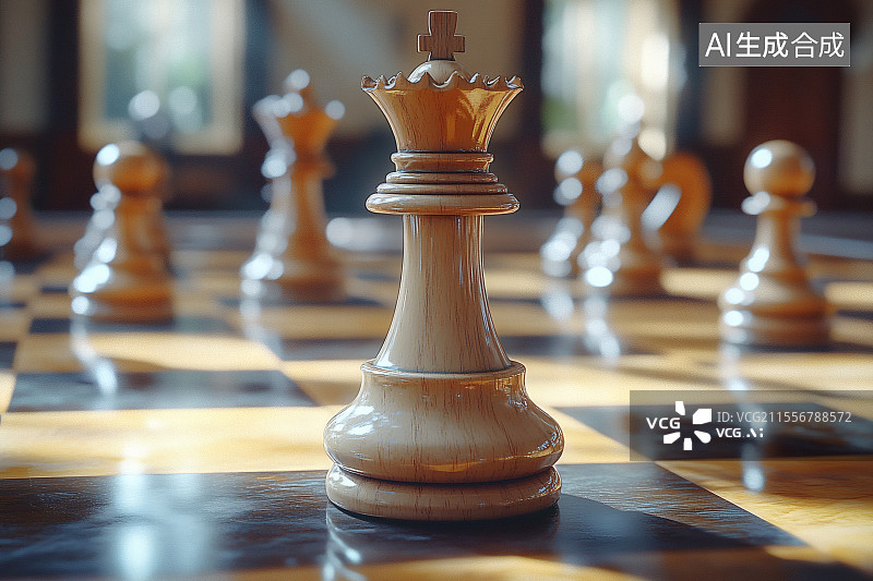 【AI数字艺术】棋盘上摆放的国际象棋图片素材