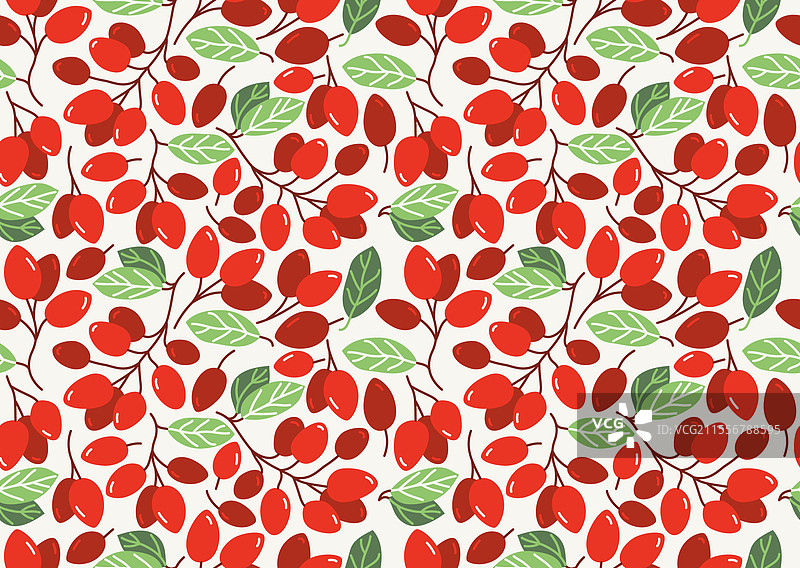 红色浆果无缝背景野生森林图片素材