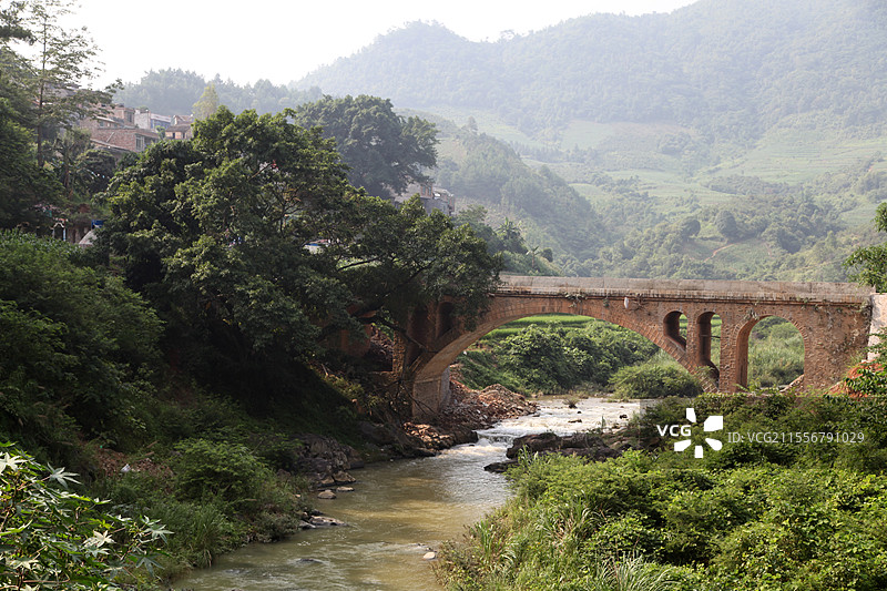 广西百色市右江区龙川镇小桥流水图片素材